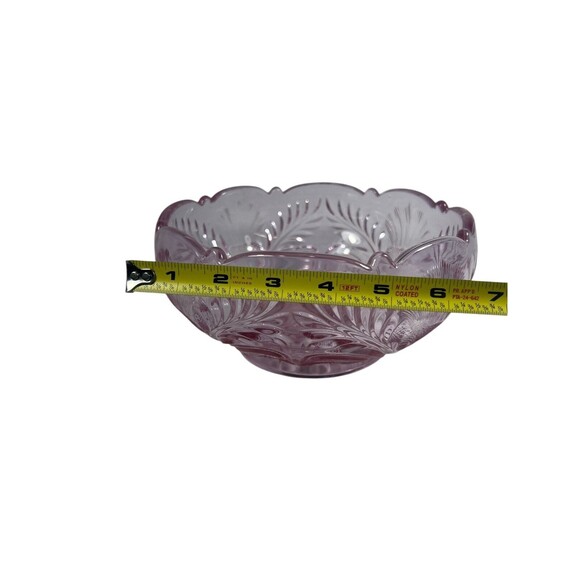 Vintage Mosser Inverted Thistle Rose Pink Footed 8” Round Serving Bowl MCM - Picture 9 of 10